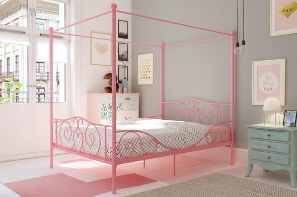 Canopy Metal Bed Frame - Pink - Full