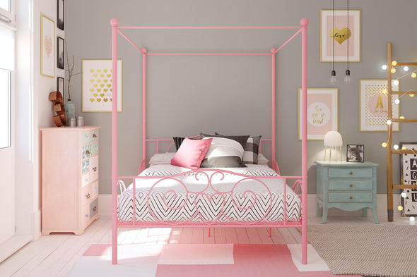 Canopy Metal Bed Frame - Pink - Full