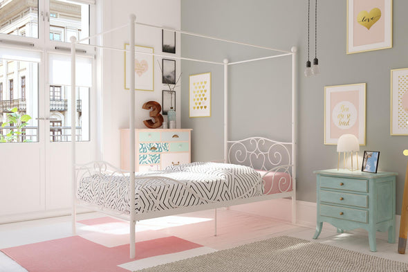 Canopy Metal Bed Frame - White - Twin