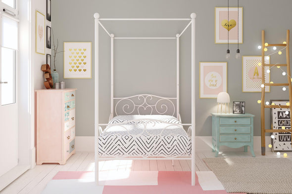 Canopy Metal Bed Frame - White - Twin