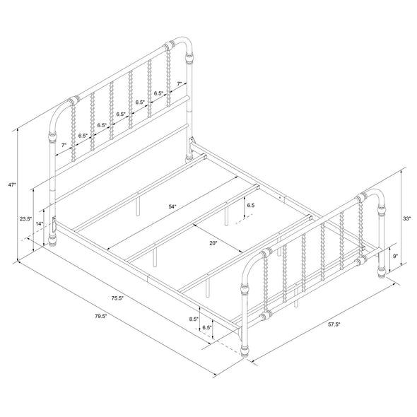 DHP Jenny Lind Metal Bed, White, Full - White - Full