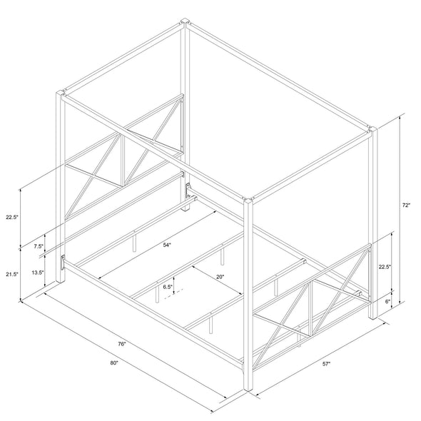 Rosedale Metal Canopy Bed Frame - White - Full