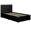 Dakota Platform Bed Frame with Storage Drawers - Black Faux Leather - Twin