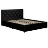 Dakota Platform Bed Frame with Storage Drawers - Black Faux Leather - Full