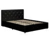 Dakota Platform Bed Frame with Storage Drawers - Black Faux Leather - Queen