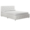 Dakota Platform Bed Frame with Storage Drawers - White Faux leather - Queen
