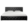 Dakota Platform Bed Frame with Storage Drawers - Black Faux Leather - King