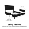 Janford Bed Frame with Adjustable Headboard - Black Faux Leather - Queen