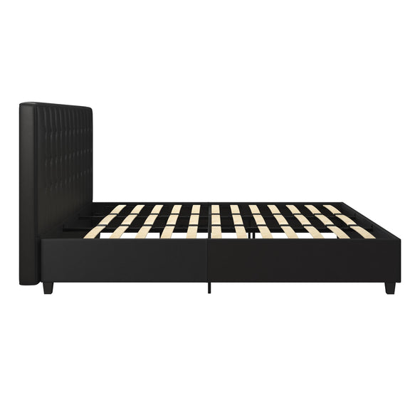 Emily Platform Bed Frame - Black Faux Leather - King