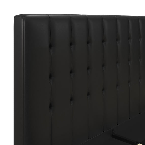 Emily Platform Bed Frame - Black Faux Leather - King