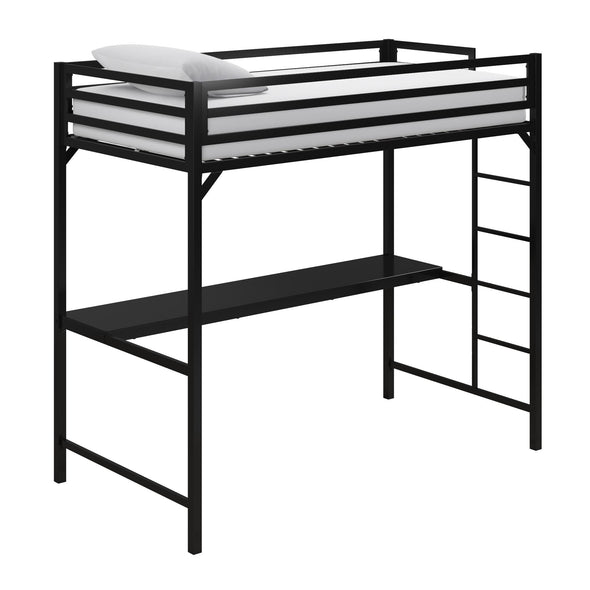 Miles Metal Loft Bed with Desk - Black - Twin