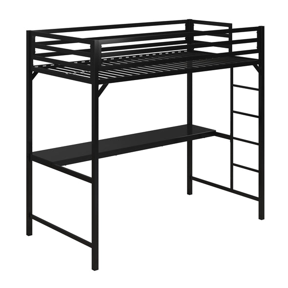 Miles Metal Loft Bed with Desk - Black - Twin