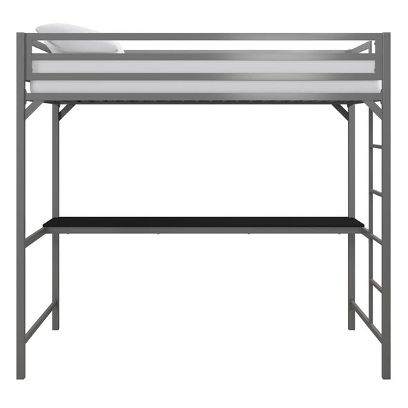 Miles Metal Loft Bed with Desk - Silver - Twin