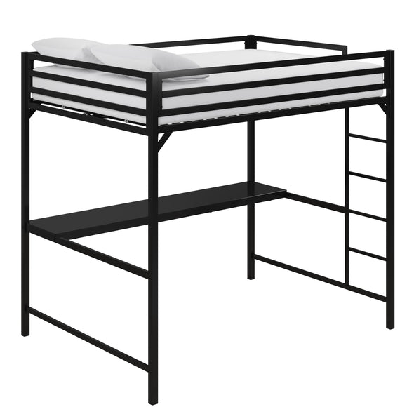 Miles Metal Loft Bed with Desk - Black - Full