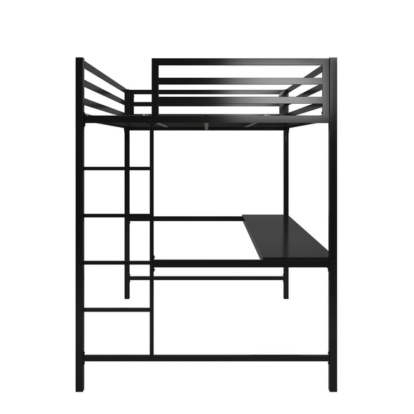 Miles Metal Loft Bed with Desk - Black - Full