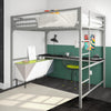 Miles Metal Loft Bed with Desk - Silver - Full