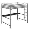 Miles Metal Loft Bed with Desk - Silver - Full