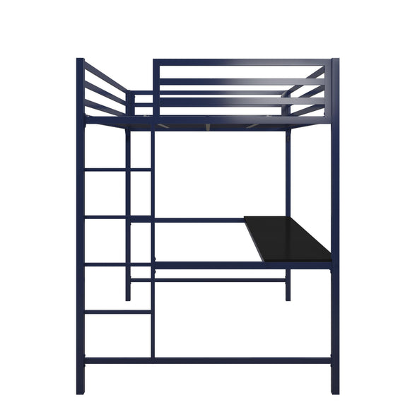 Miles Metal Loft Bed with Desk - Blue - Full