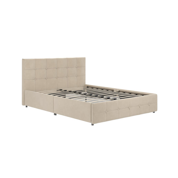 Rose Platform Bed Frame with Storage Drawers - Ivory - Queen
