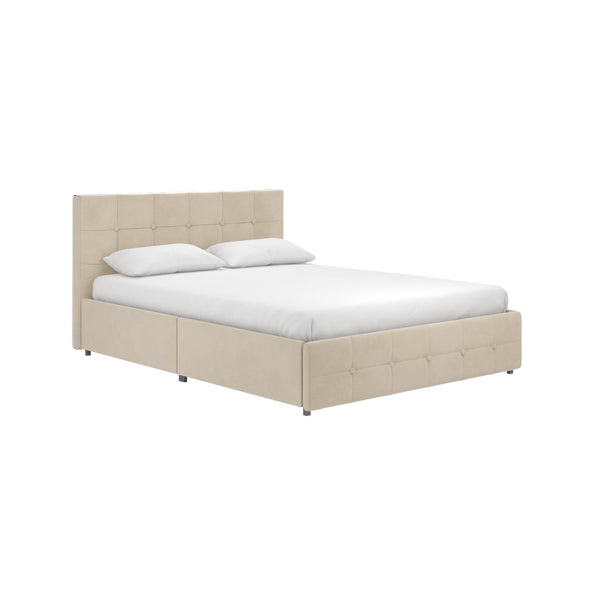 Rose Platform Bed Frame with Storage Drawers - Ivory - Queen