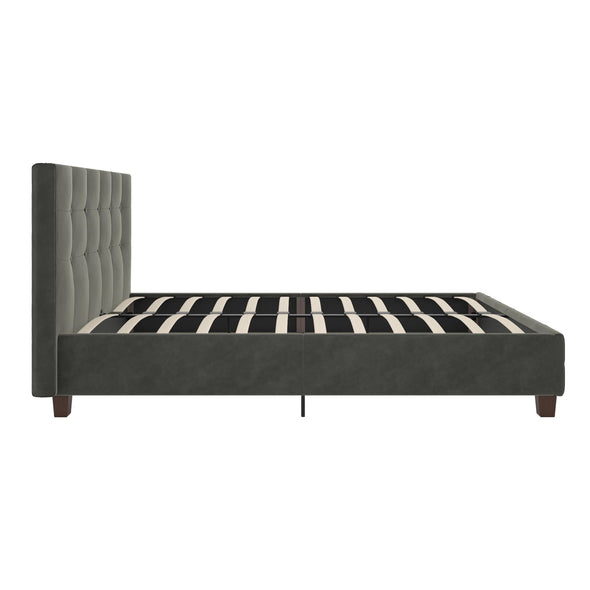 Dakota Platform Bed Frame - Grey Velvet - Full