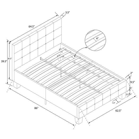 Rose Platform Bed Frame with Storage Drawers - Blue Velvet - Queen