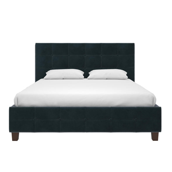 Dakota Platform Bed Frame - Blue Velvet - Queen
