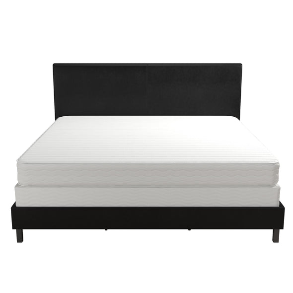 Janford Bed Frame with Adjustable Headboard - Black Faux Leather - King