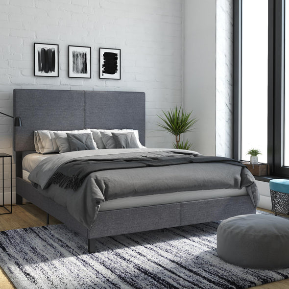 Janford Bed Frame with Adjustable Headboard - Gray - Queen