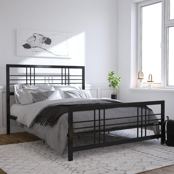 Burbank Metal Bed Frame - Black - Queen