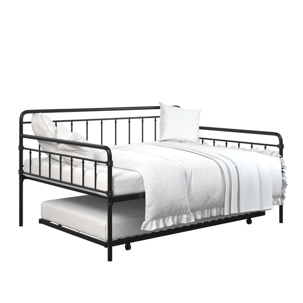 Wallace Metal Daybed with Trundle - Black - Full