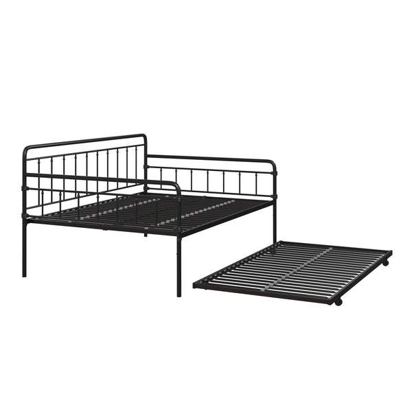 Wallace Metal Daybed with Trundle - Black - Full