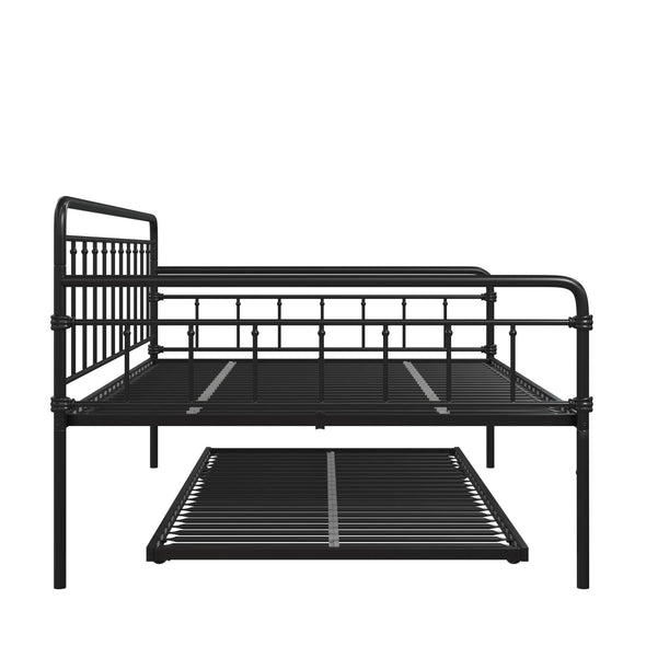 Wallace Metal Daybed with Trundle - Black - Full