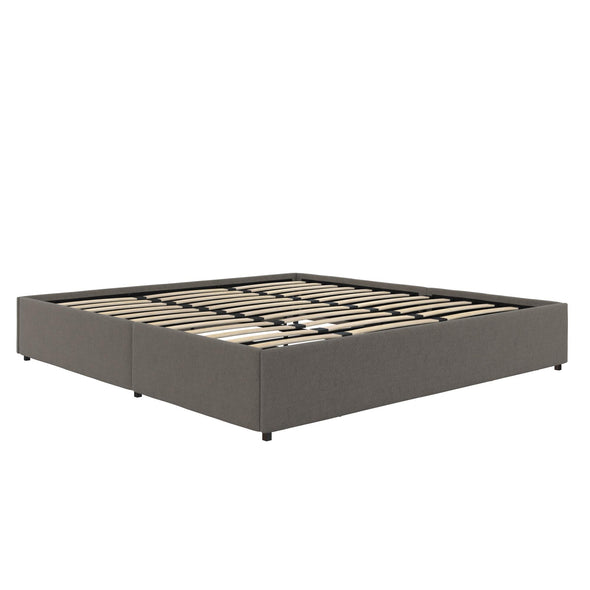 Maven Platform Bed Frame with Storage Drawers - Grey Linen - King