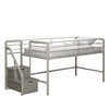 DHP Sol Junior Twin Metal Loft Bed with Storage Steps, Silver - Silver / grey - Twin