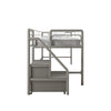 DHP Sol Junior Twin Metal Loft Bed with Storage Steps, Silver - Silver / grey - Twin