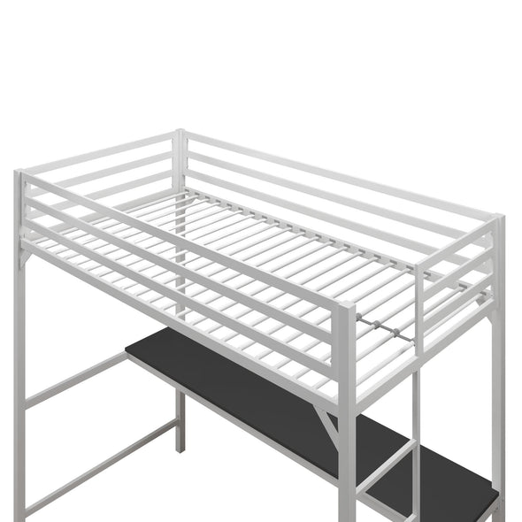 Miles Metal Loft Bed with Desk - White - Twin