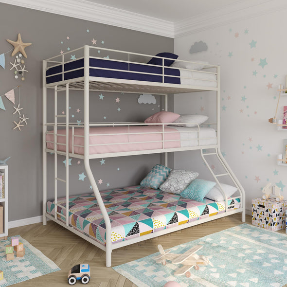 Everleigh Triple Metal Bunk Bed - White - Twin-Over-Full