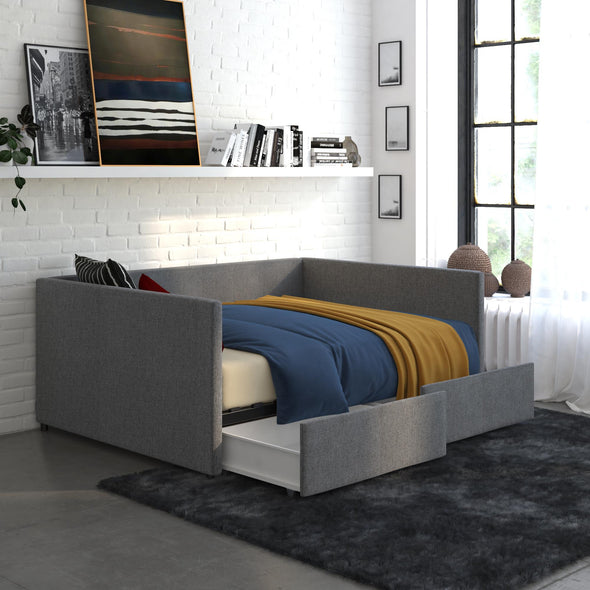 Daybed with Storage - Grey Linen - Full