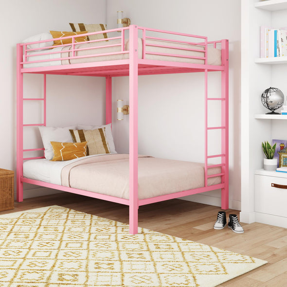Sydney Metal Bunk Bed - Pink - Full-Over-Full