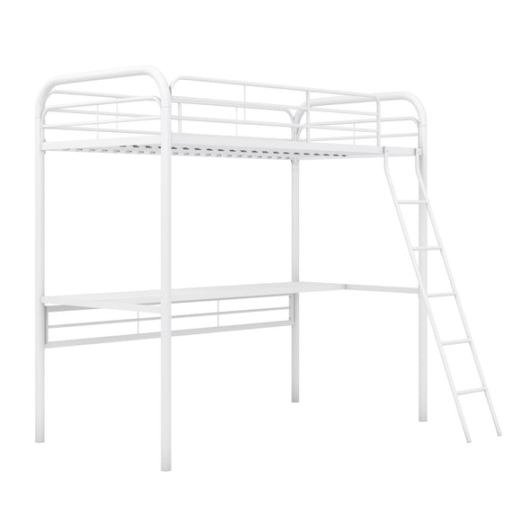 Shawn Metal Loft Bed with Desk - White - Twin