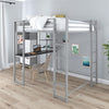 Abode Loft Bed with Desk - Silver - Full