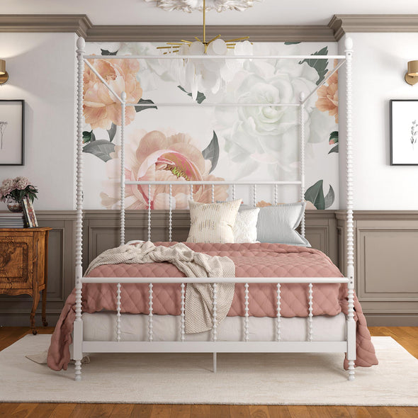 Jenny Lind Metal Canopy Bed Frame - White - Queen