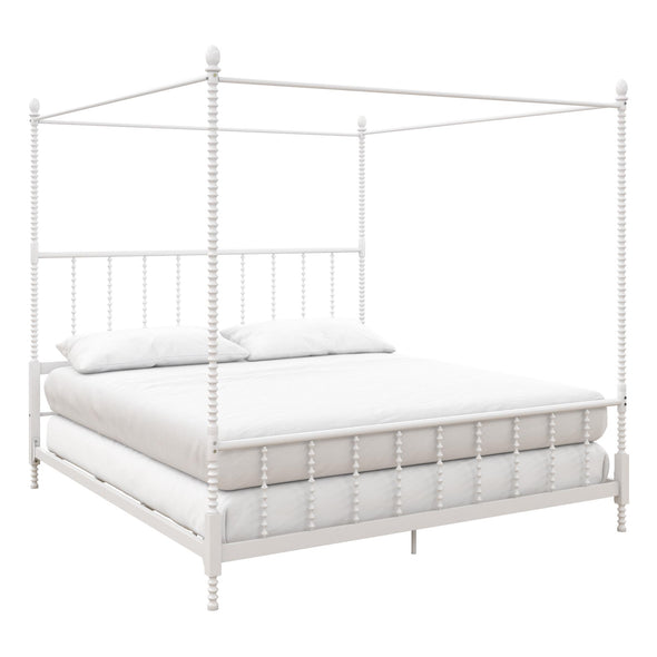 Jenny Lind Metal Canopy Bed Frame - White - King