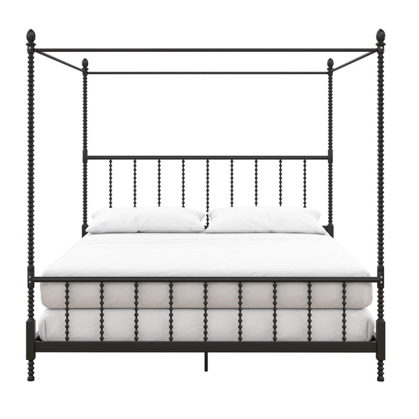 Jenny Lind Metal Canopy Bed Frame - Black - King