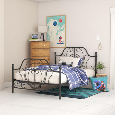 DHP Ivorie Metal Bed, Queen, Black - Black - Queen