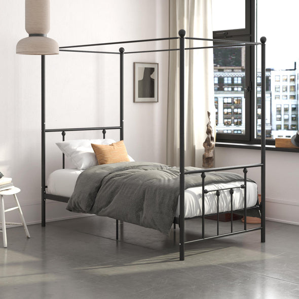 Manila Metal Canopy Bed Frame - Black - Twin