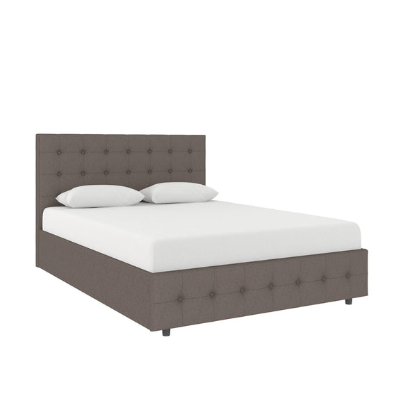 Cambridge Upholstered Bed with Gas Lift Up Storage - Grey Linen - Full