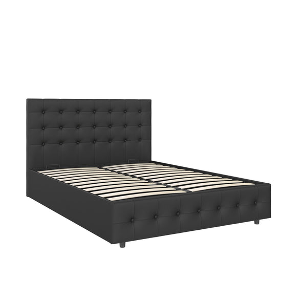 Cambridge Upholstered Bed with Gas Lift Up Storage - Black - Full