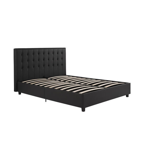 Emily Platform Bed Frame - Black Faux Leather - Full